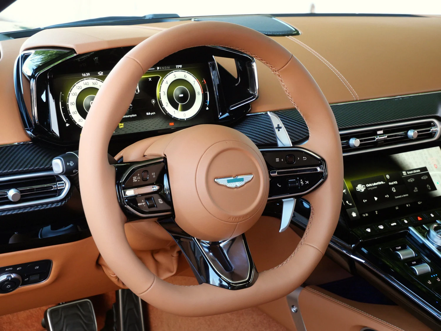 2026 Aston Martin Vantage S interior, dashboard, Oxford Tan - Semi Aniline / Ox