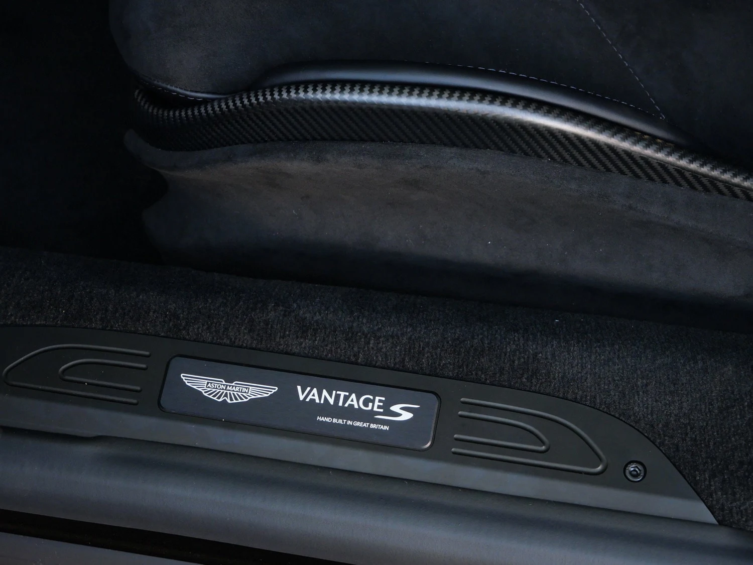 2026 Aston Martin Vantage S interior, door sill, Onyx Black Haircell