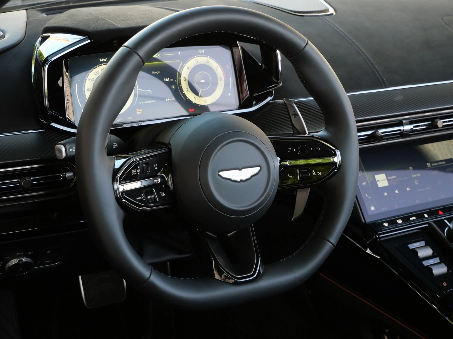 2026 Aston Martin Vantage S Roadster interior, dashboard, Onyx Black - Semi Aniline