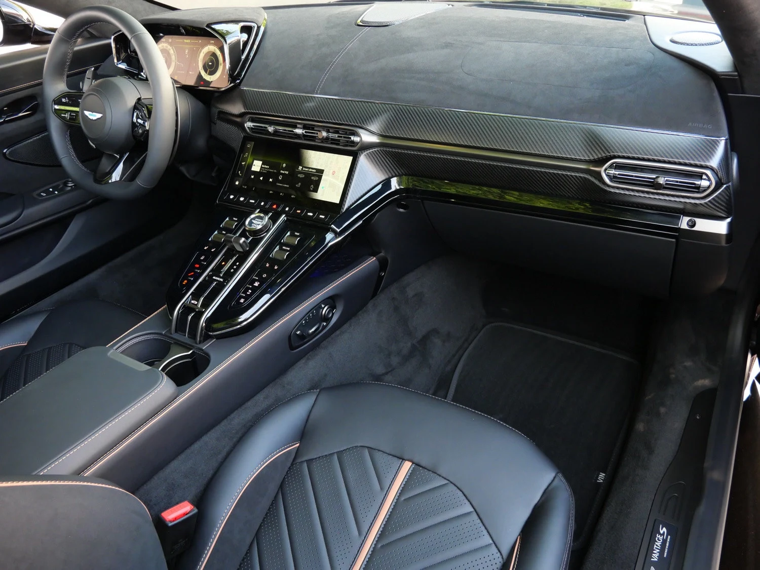 2026 Aston Martin Vantage S Roadster interior, Onyx Black - Semi Aniline