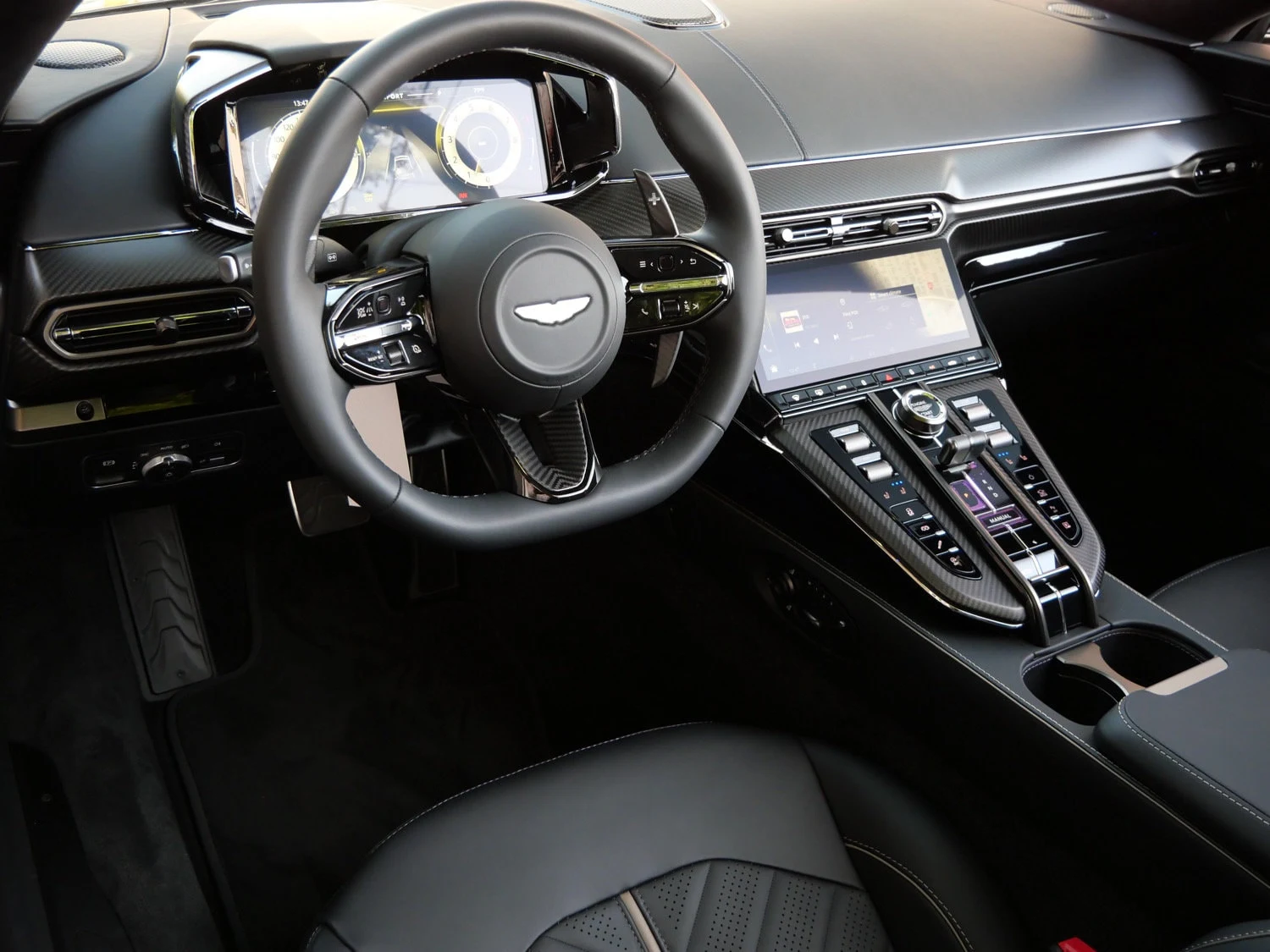 2026 Aston Martin Vantage S Roadster interior, dashboard, Onyx Black - Semi Aniline / On