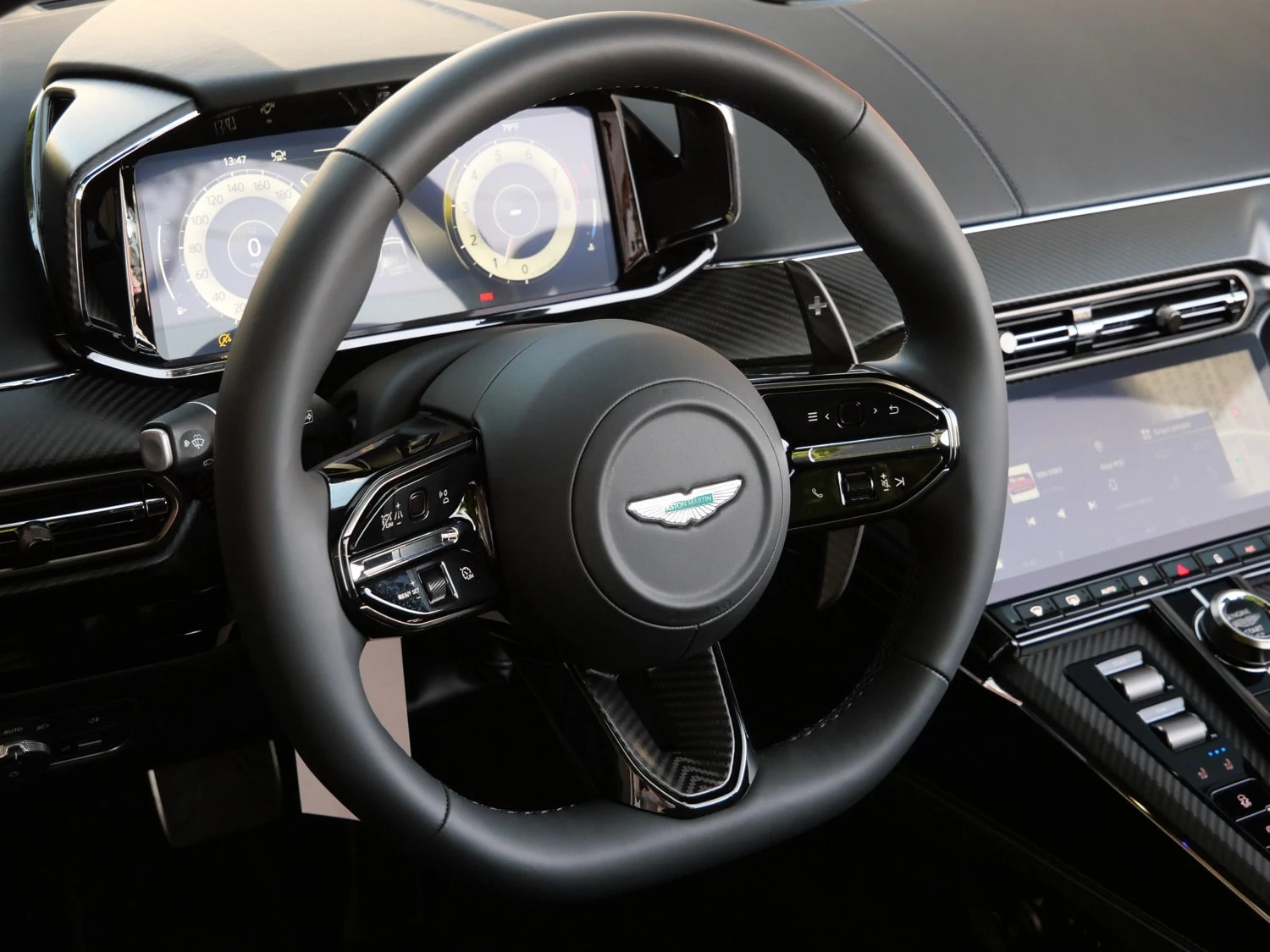 2026 Aston Martin Vantage S Roadster interior, dashboard, Onyx Black - Semi Aniline / On