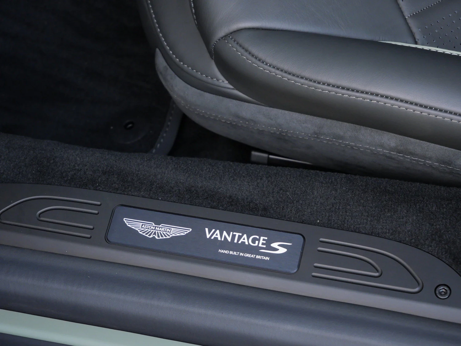 2026 Aston Martin Vantage S interior, door sill, Phantom Grey - Semi Aniline