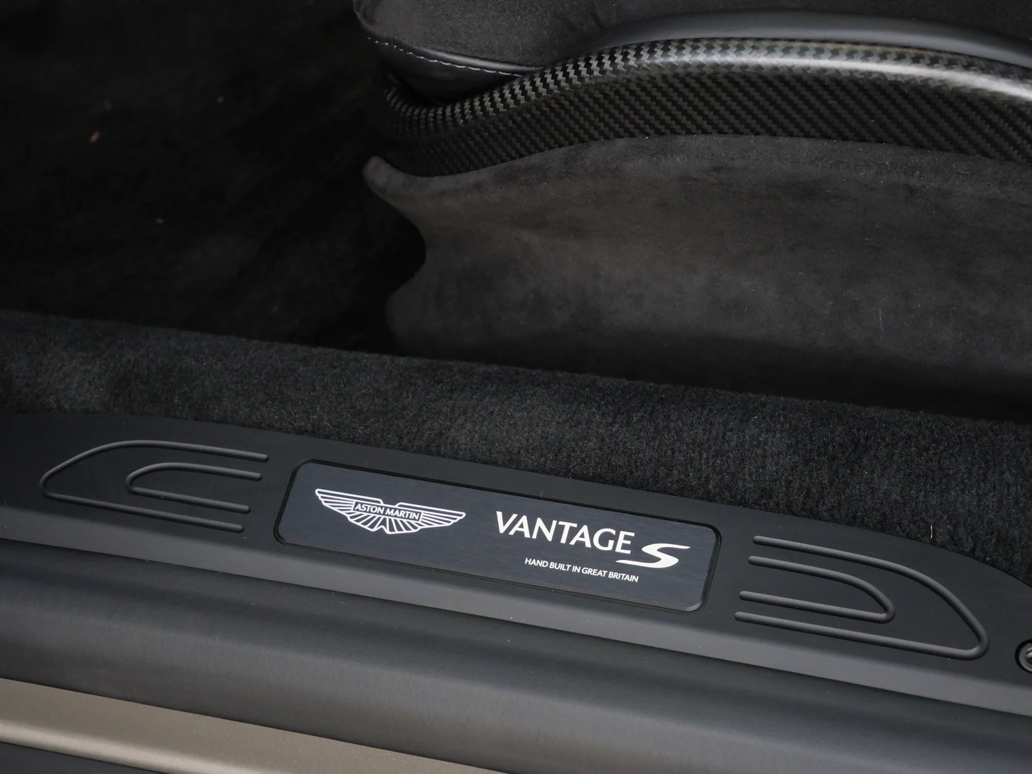 2026 Aston Martin Vantage S interior, door sill, Onyx Black