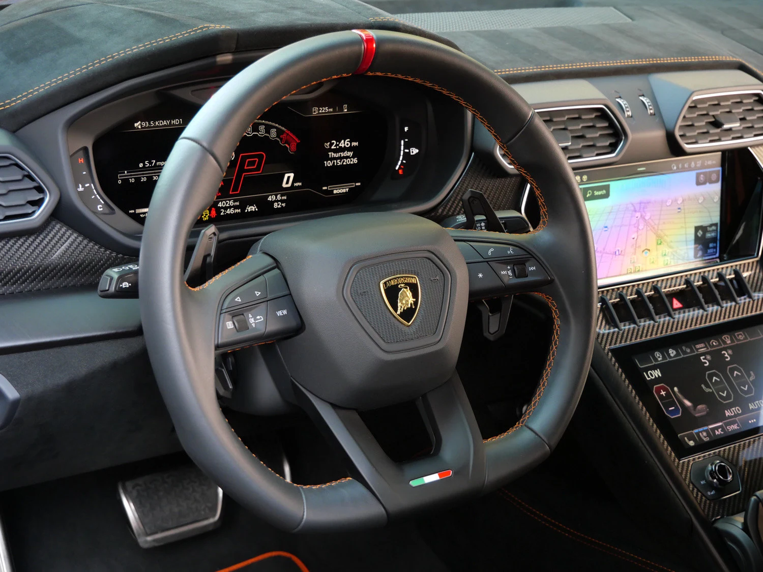 2024 Lamborghini Urus Performante interior, Nero Cosmus/Arancio Leonis