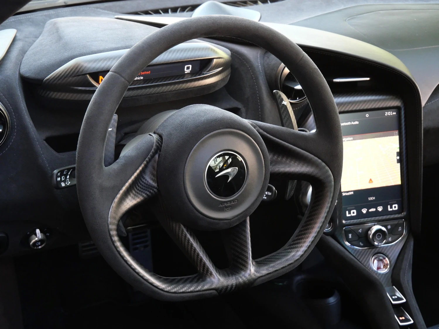 2020 McLaren 720S interior, steering wheel, Black