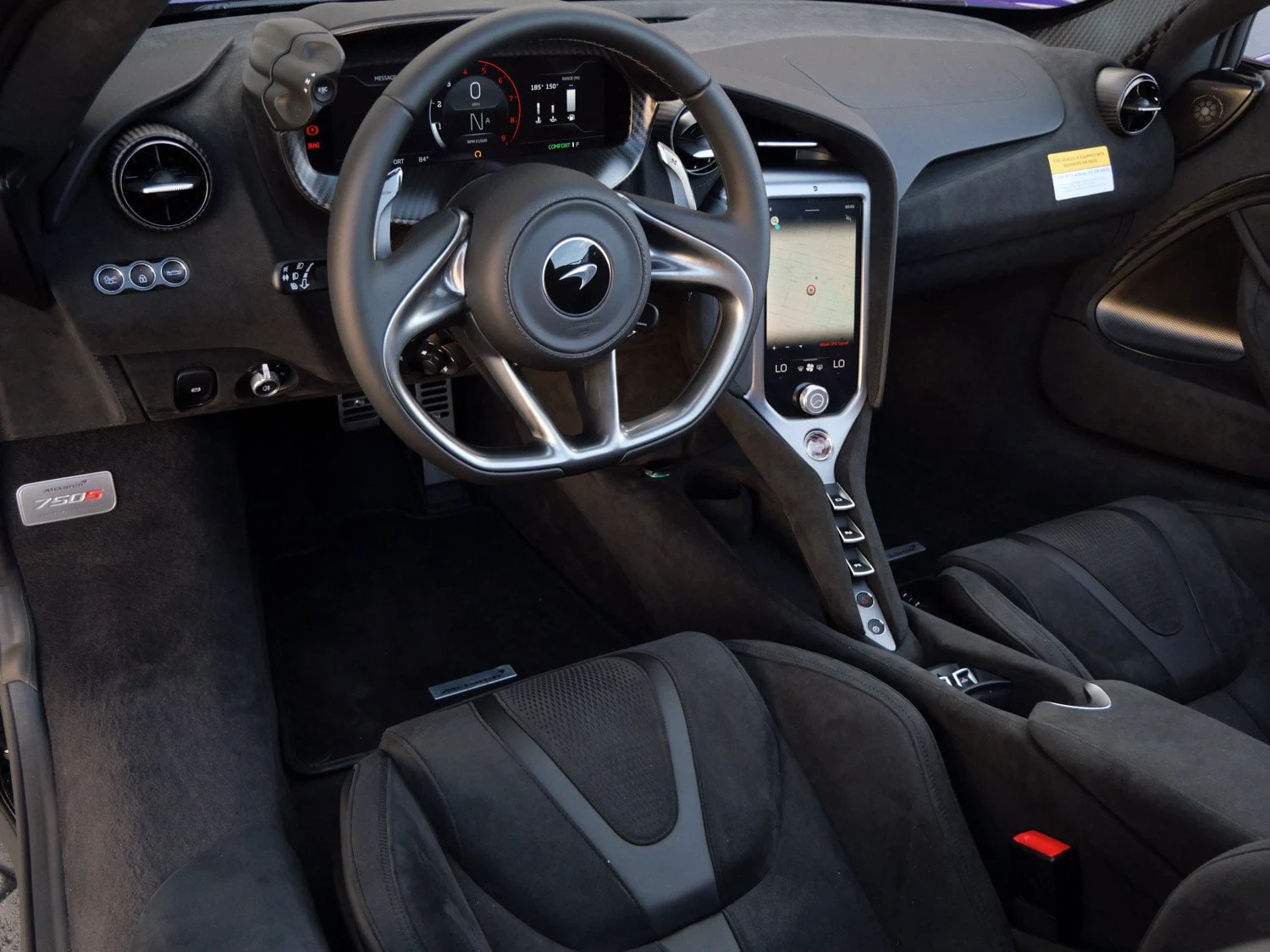 2024 McLaren 750S Spider interior, Carbon Black