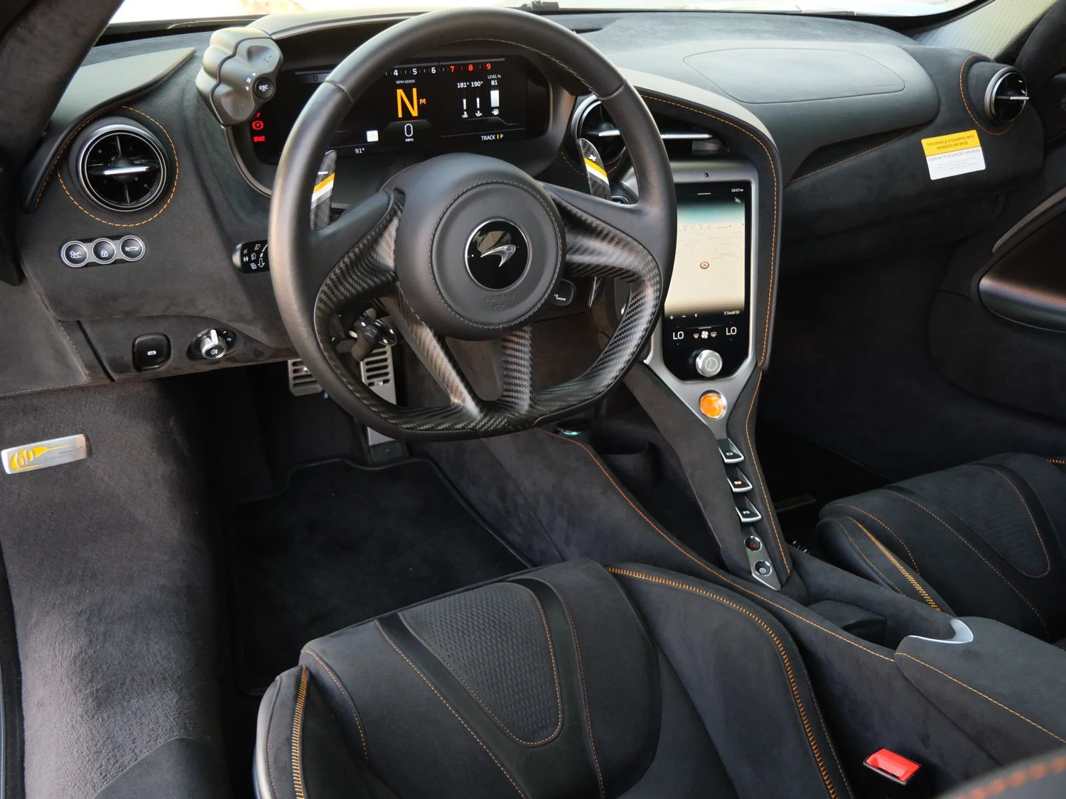 2025 McLaren 750S interior, dashboard, Carbon Black