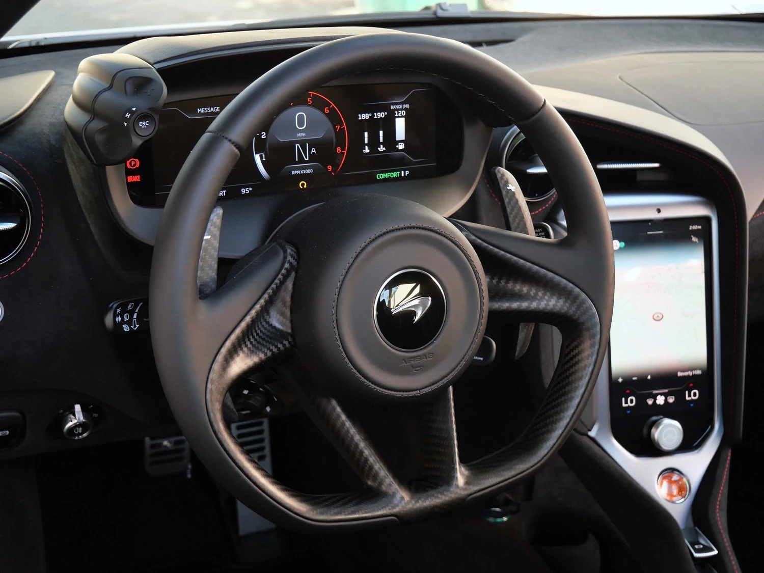 2027 McLaren 750S interior, Carbon Black
