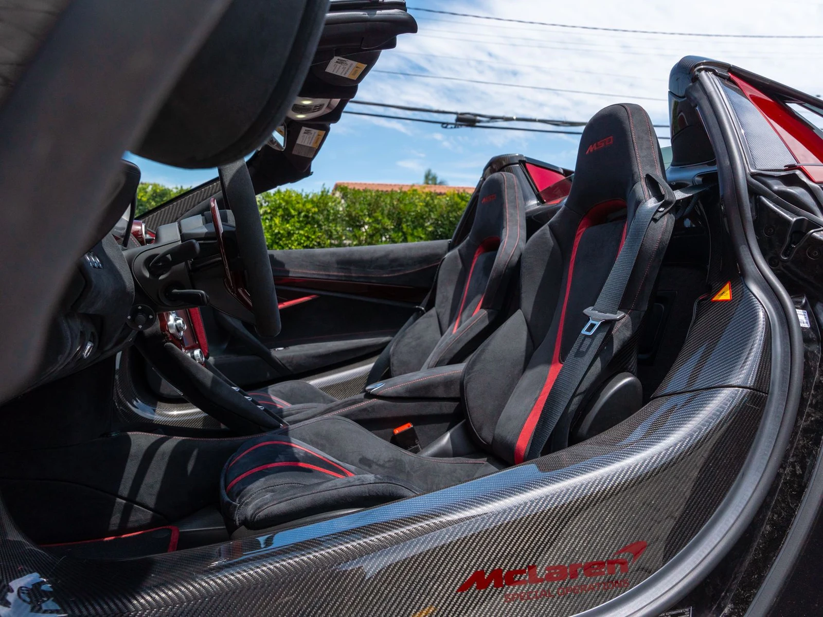 2022 McLaren 765LT Spider interior, seats, Carbon Black