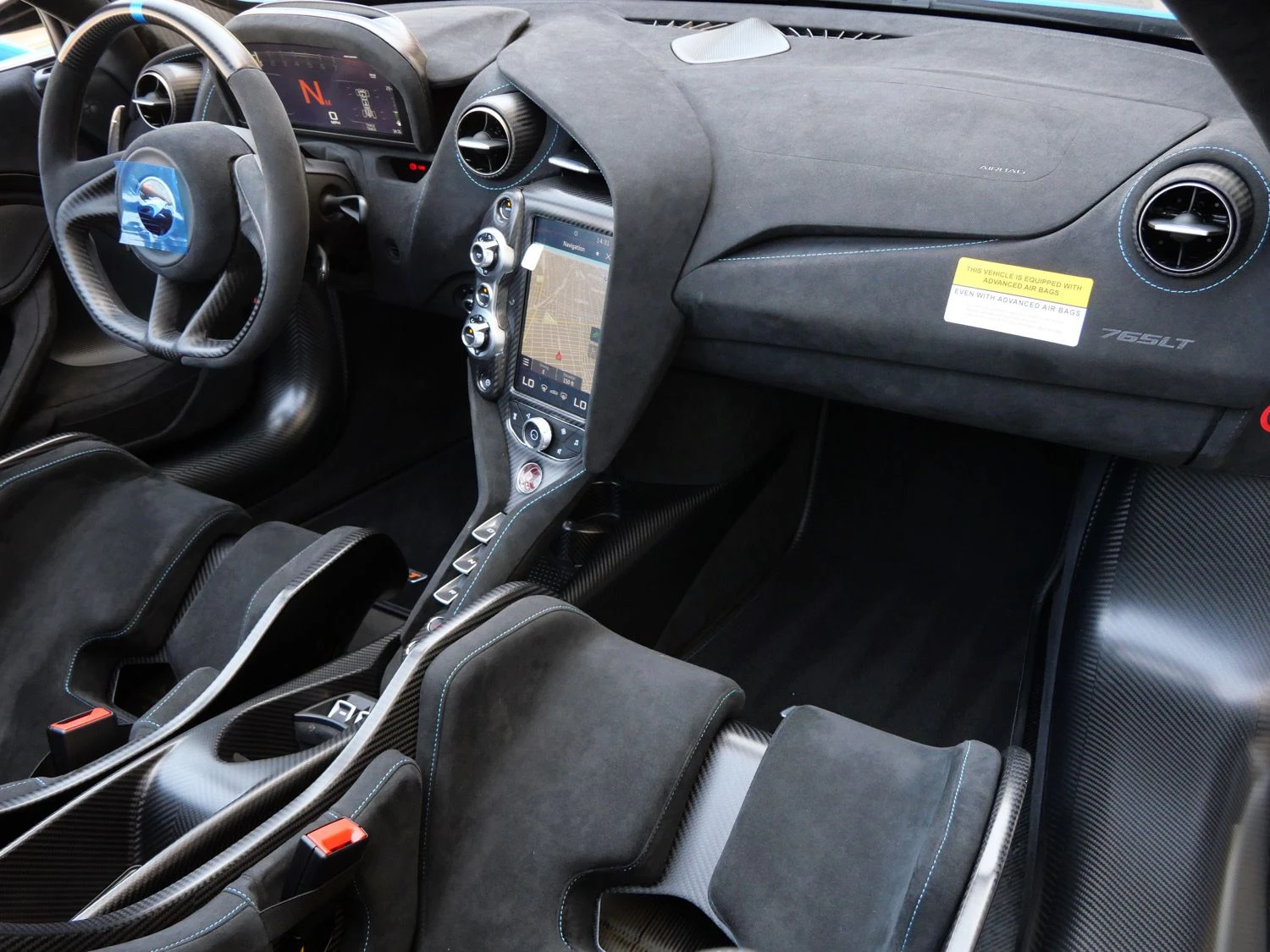 2022 McLaren 765LT Spider interior, Carbon Black