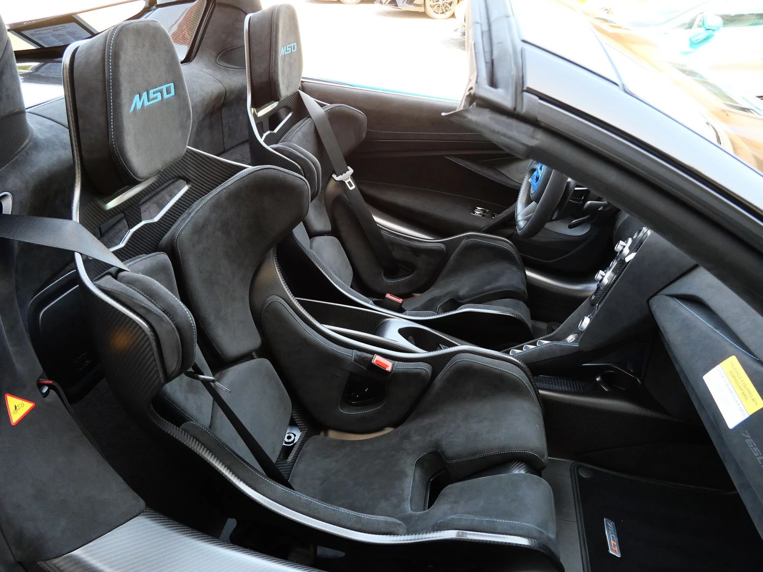 2022 McLaren 765LT Spider interior, seats, Carbon Black