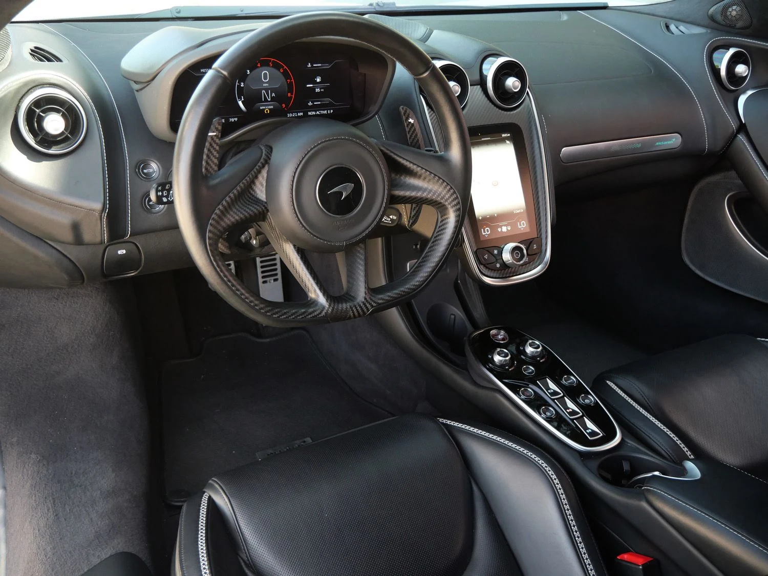 2023 McLaren GT interior, dashboard, Jet Black