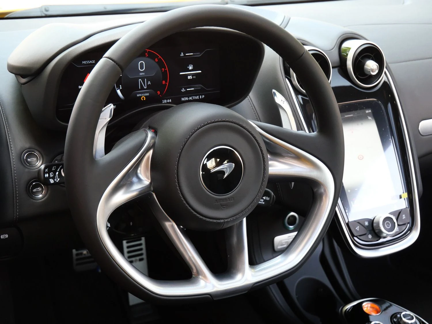 2026 McLaren GTS interior, steering wheel, Black