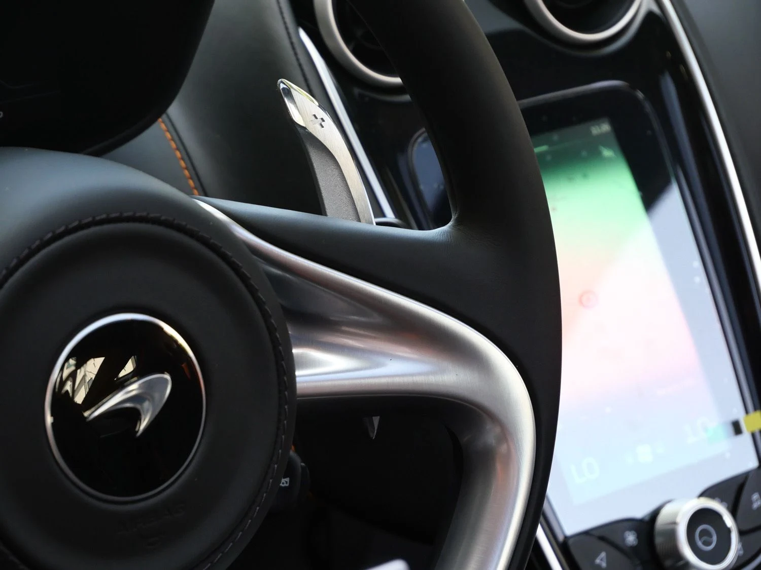 2027 McLaren GTS interior, steering wheel, Black