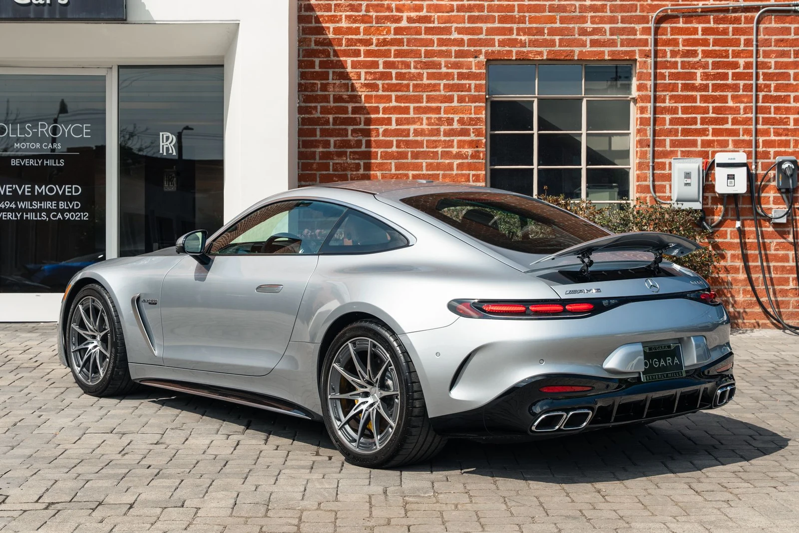 2025 Mercedes-AMG GT 63, rear three-quarter view, Silver