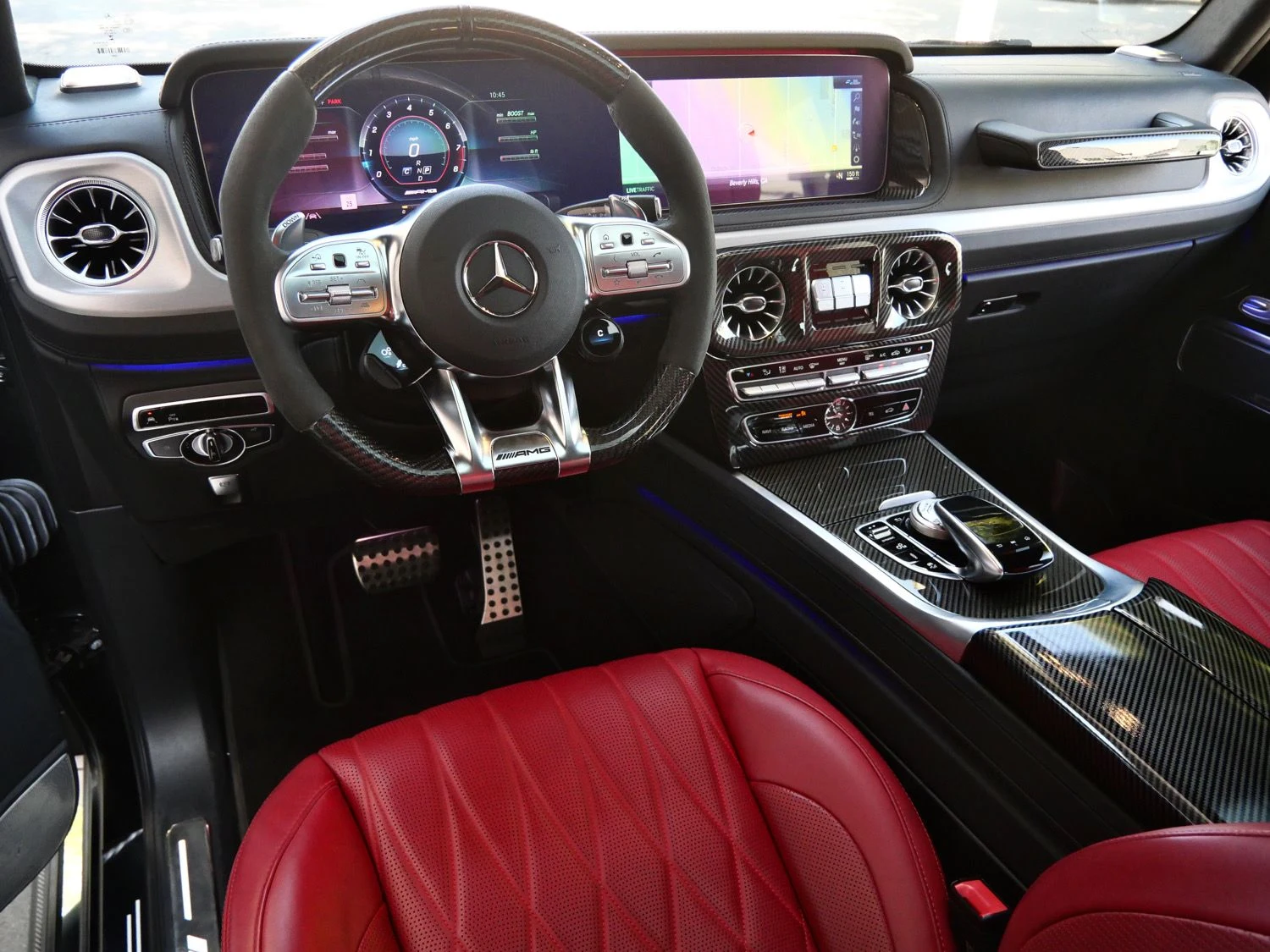2024 Mercedes-AMG G 63 interior, dashboard, Classic Red/Black