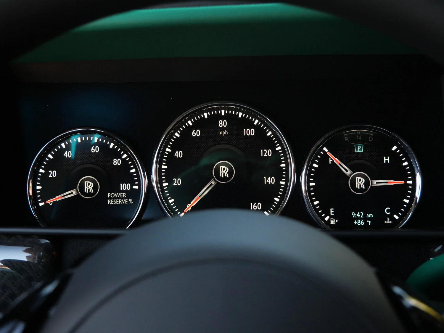 2023 Rolls-Royce Black Badge Cullinan interior, Black/Emerald Green