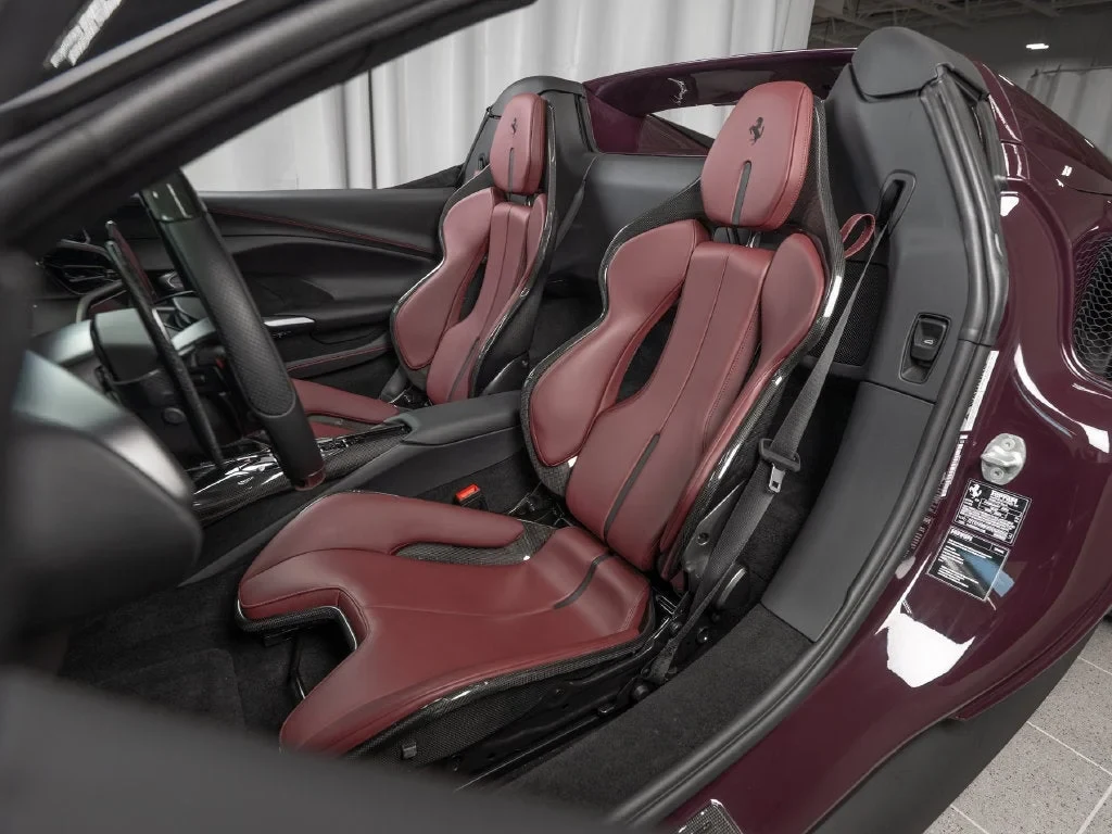 2025 Ferrari 296 GTS interior, seats, Rosso Ducale