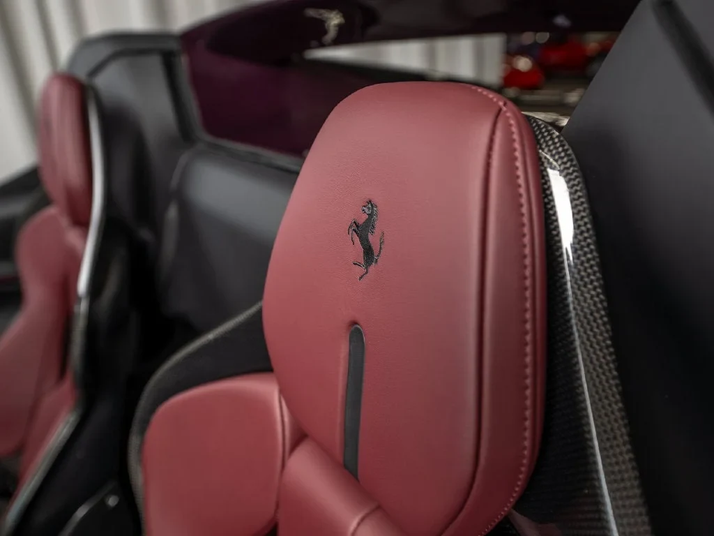2025 Ferrari 296 GTS interior, seats, Rosso Ducale