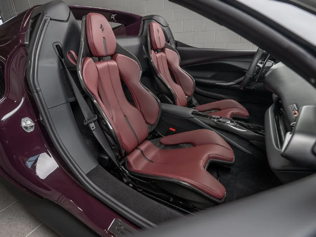 2025 Ferrari 296 GTS interior, seats, Rosso Ducale
