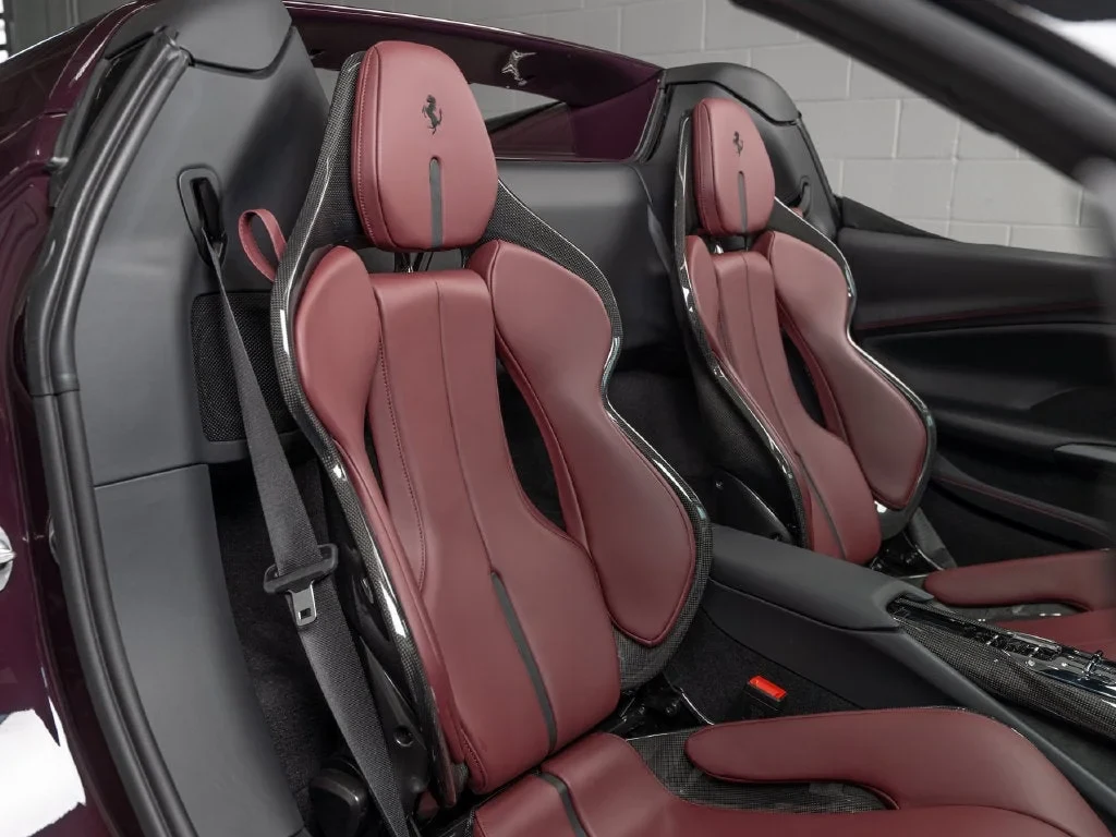 2025 Ferrari 296 GTS interior, seats, Rosso Ducale