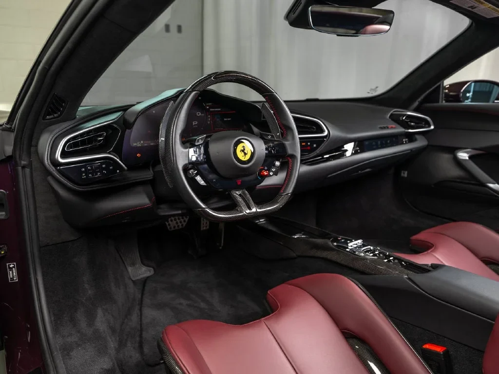 2025 Ferrari 296 GTS interior, dashboard, Rosso Ducale
