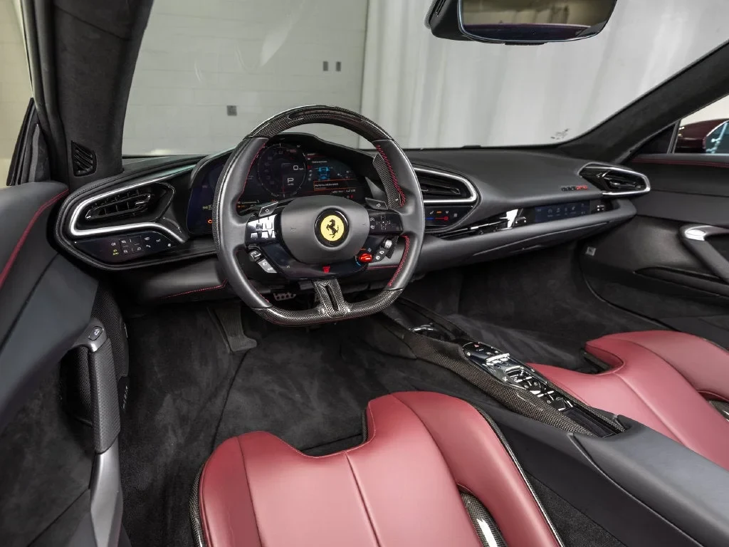 2025 Ferrari 296 GTS interior, dashboard, Rosso Ducale