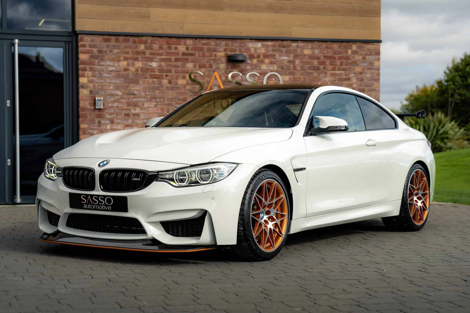 BMW M4 GTS, full-car front three-quarter view.