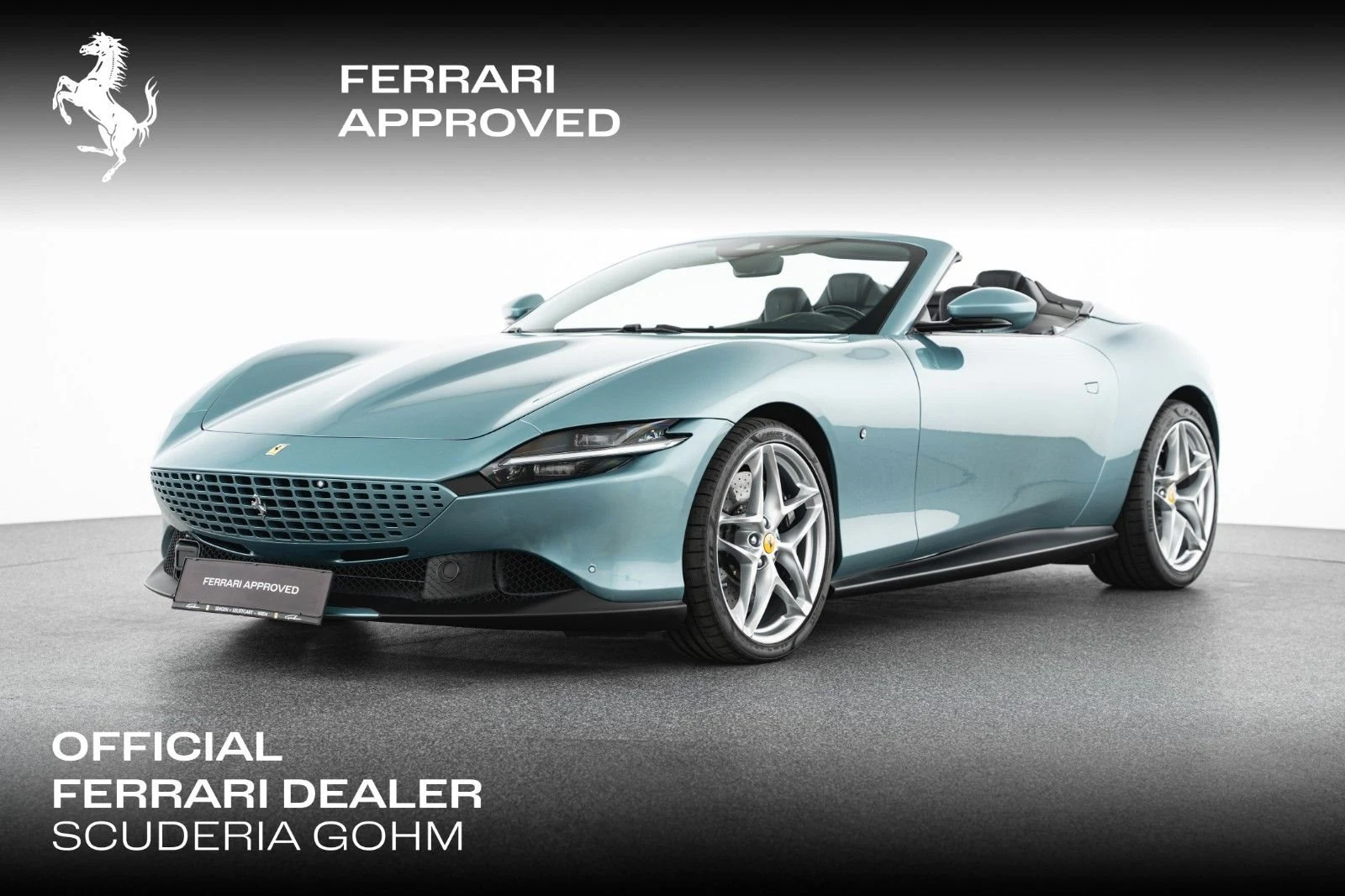 Ferrari Roma Spider, full-car front three-quarter view.