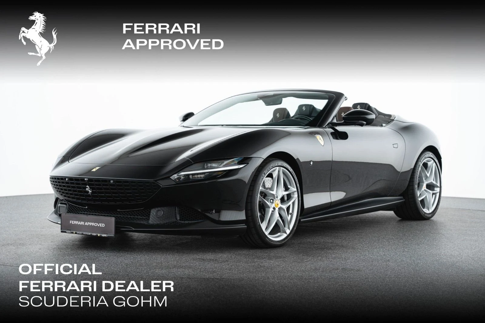 Ferrari Roma Spider, full-car front three-quarter view.
