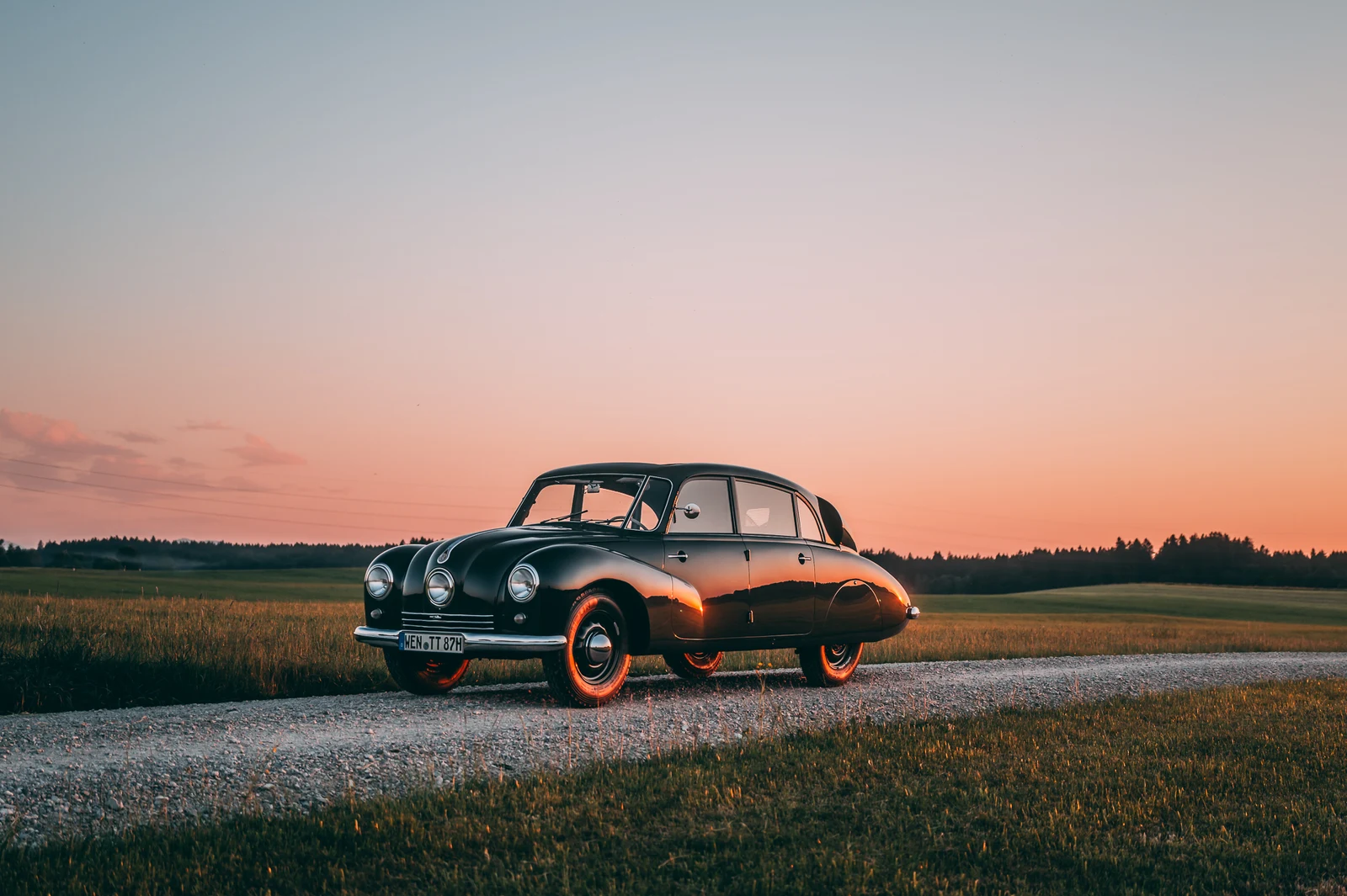 Tatra T87, full-car front three-quarter view.