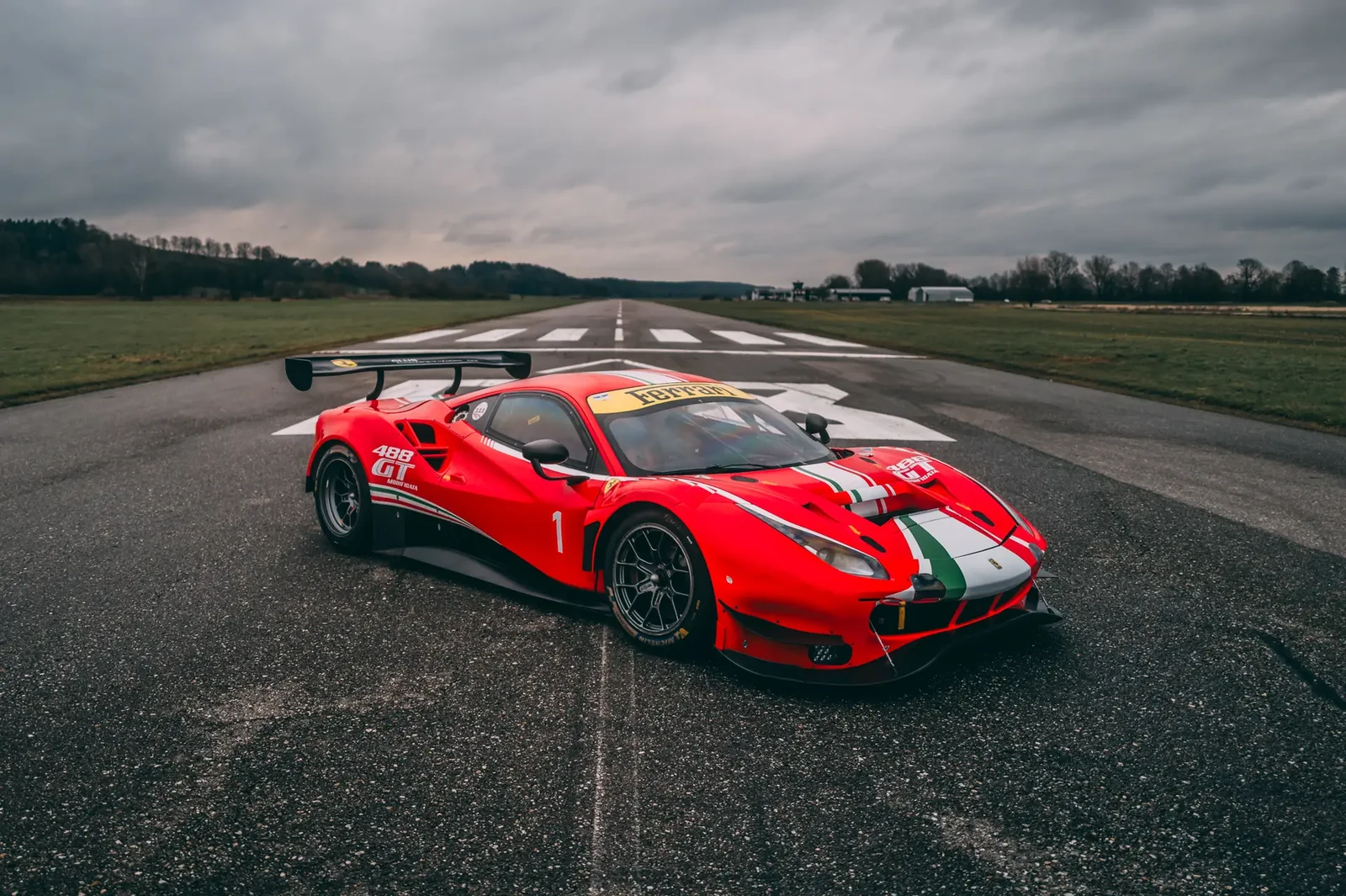 Ferrari 488 GT Modificata, full-car front three-quarter view.