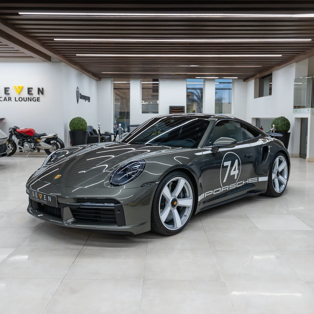 Porsche 911 (992) Turbo 50 Years · Aventurine Green Metallic · Seven Car Lounge