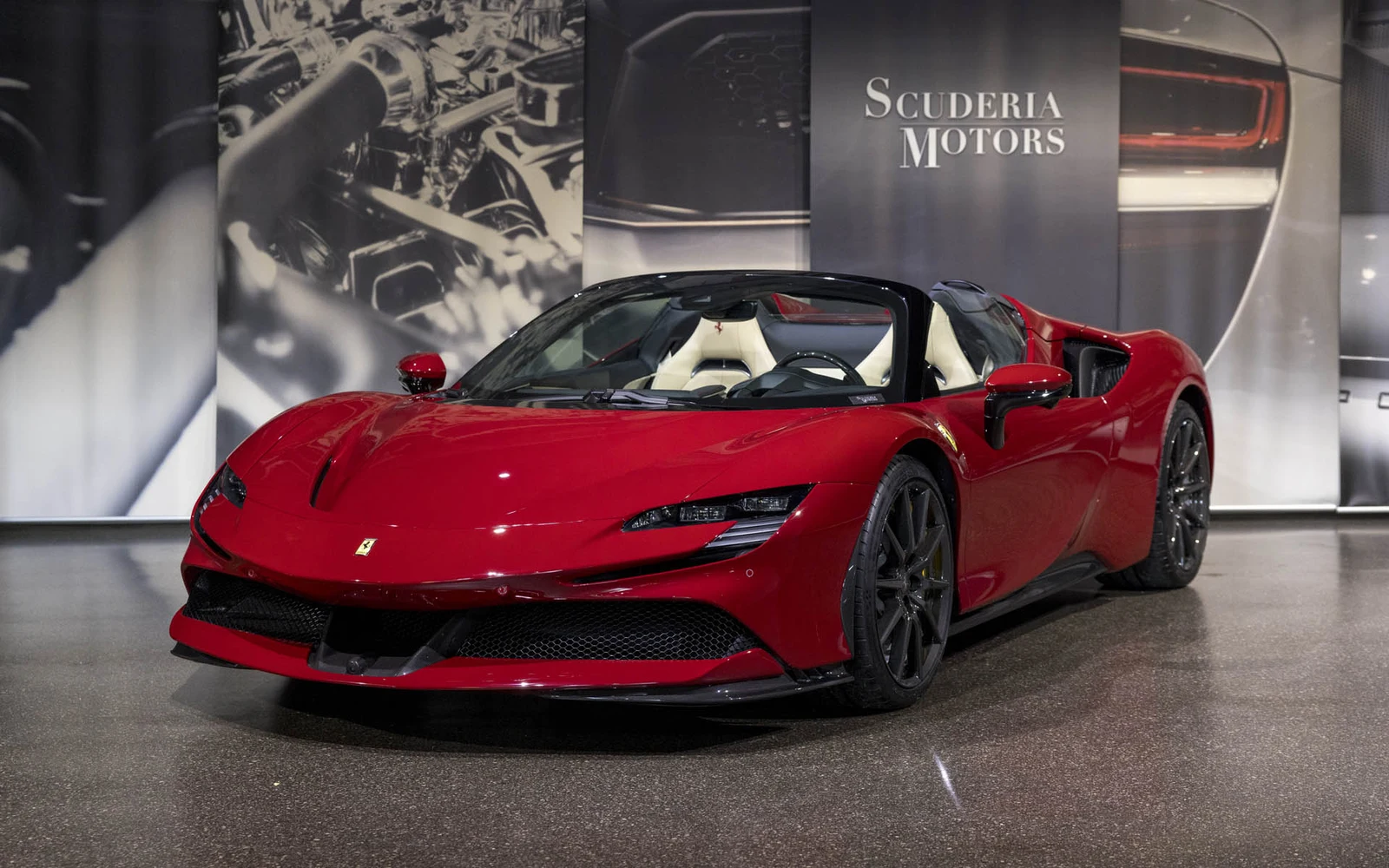 Ferrari SF90 Spider, full-car front three-quarter view.
