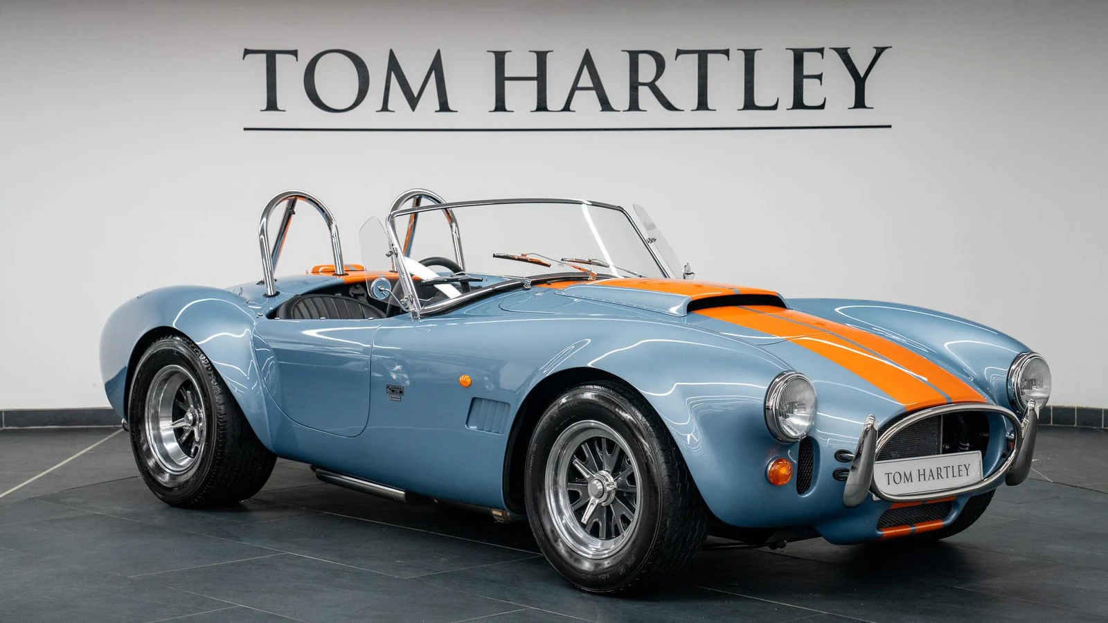 AC Cobra 378 Superblower Anniversary Edition · Gulf Blue with Orange Stripes · Tom Hartley