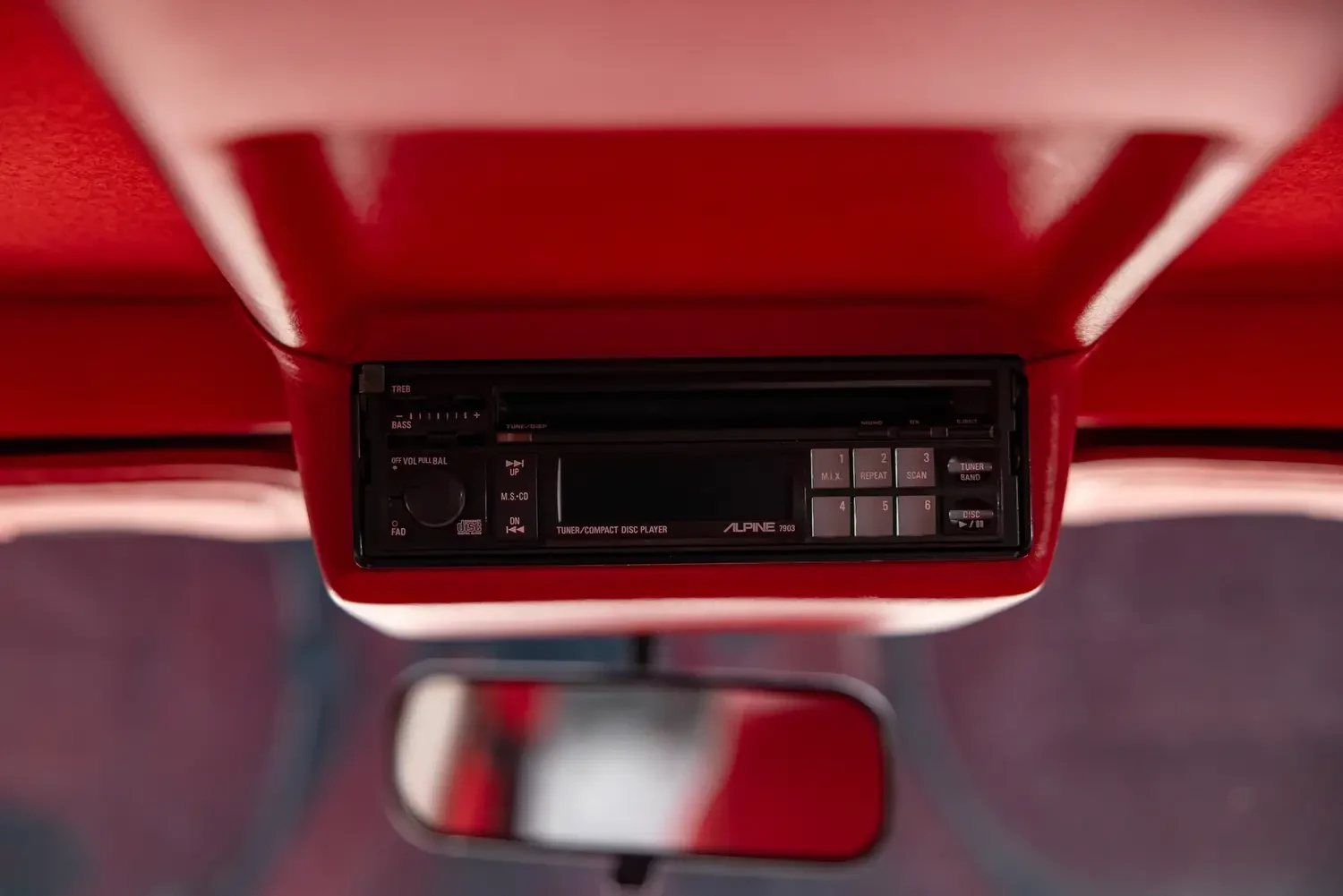 1990 Lamborghini LM002 interior, center console, Rosso and Bianco