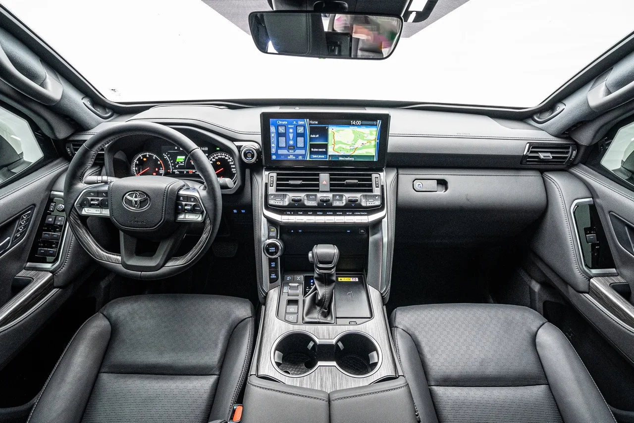 2024 Toyota Land Cruiser Armored B6 interior, dashboard, Black Leather