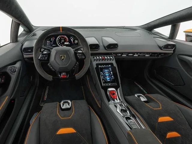 2020 Lamborghini Huracán EVO interior, dashboard, Alcantara