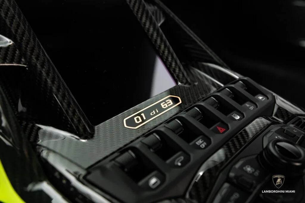 2020 Lamborghini Sián FKP 37 interior, center console, Nero Cosmus
