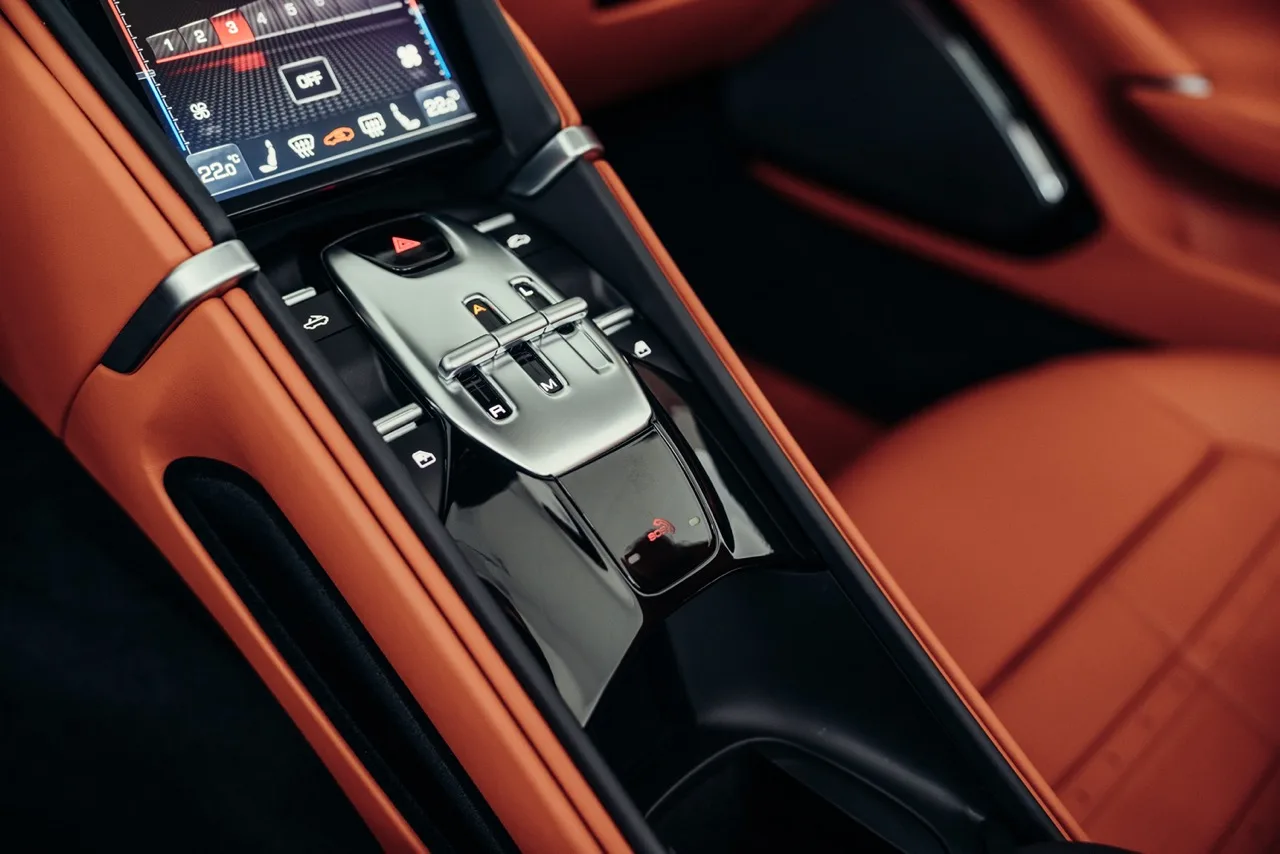 2024 Ferrari Roma Spider interior, center console, Brown