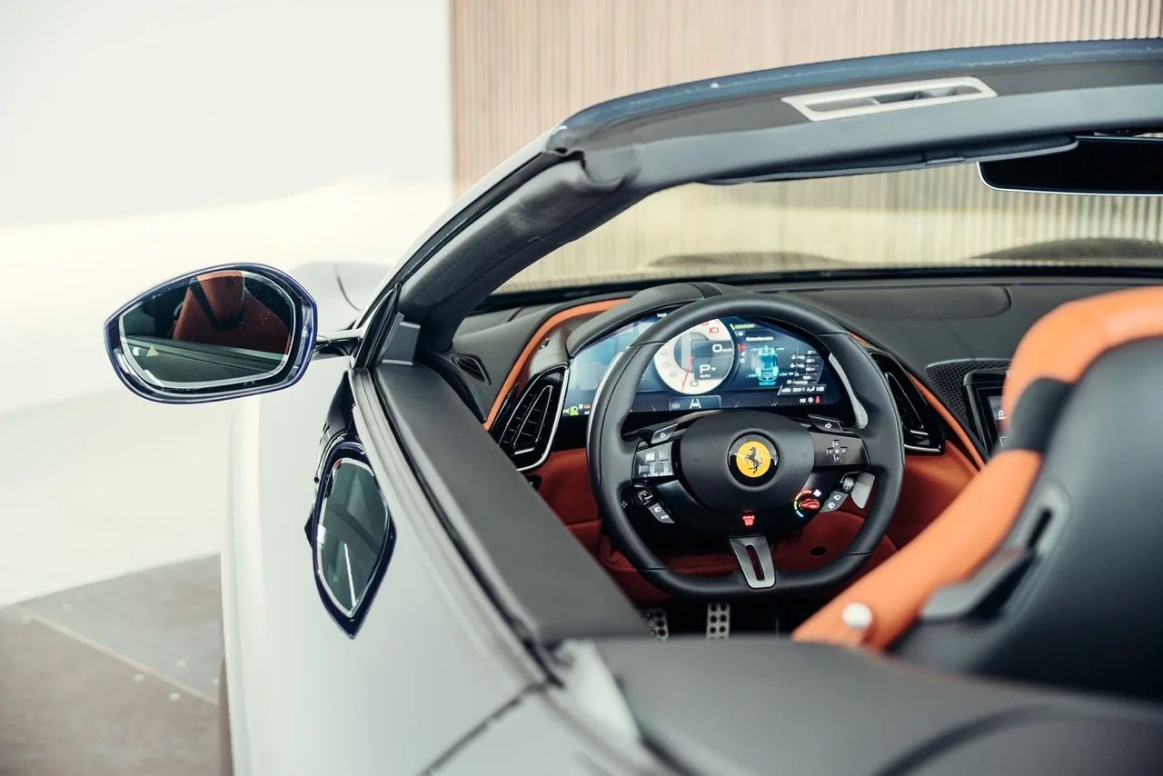 2024 Ferrari Roma Spider interior, dashboard, Brown