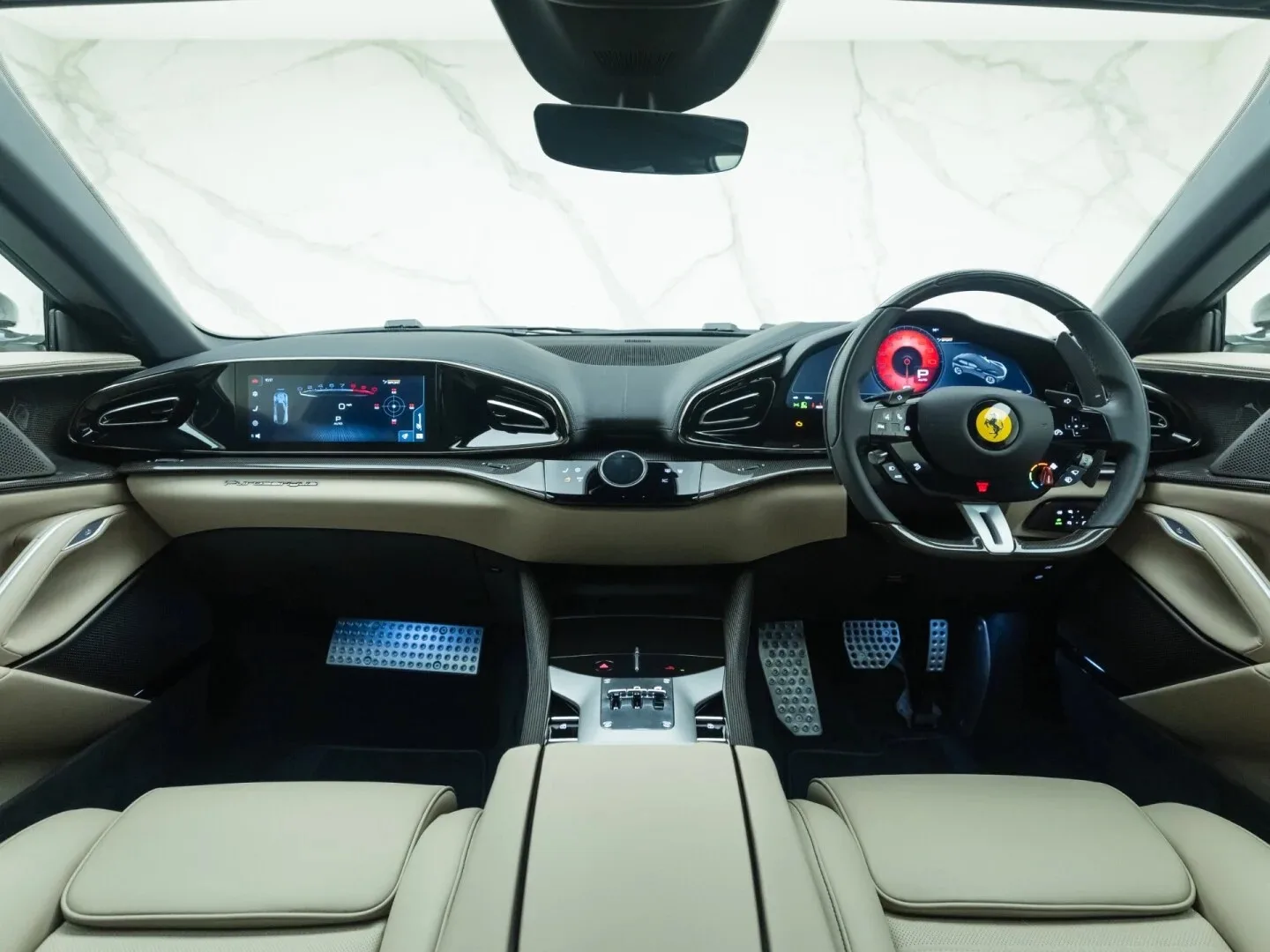 2024 Ferrari Purosangue interior, dashboard, Tortora Leather