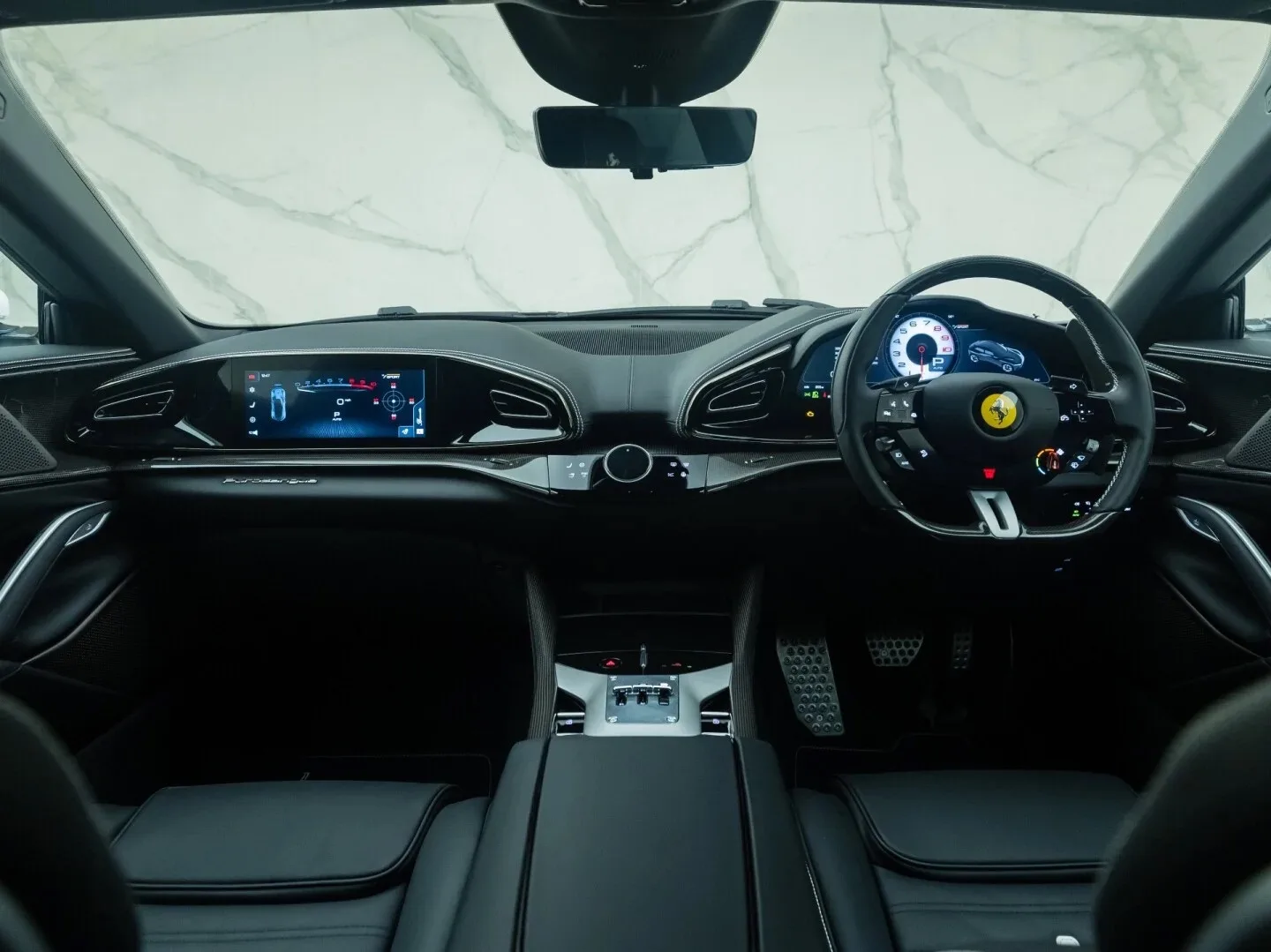 2024 Ferrari Purosangue interior, dashboard, Nero Leather