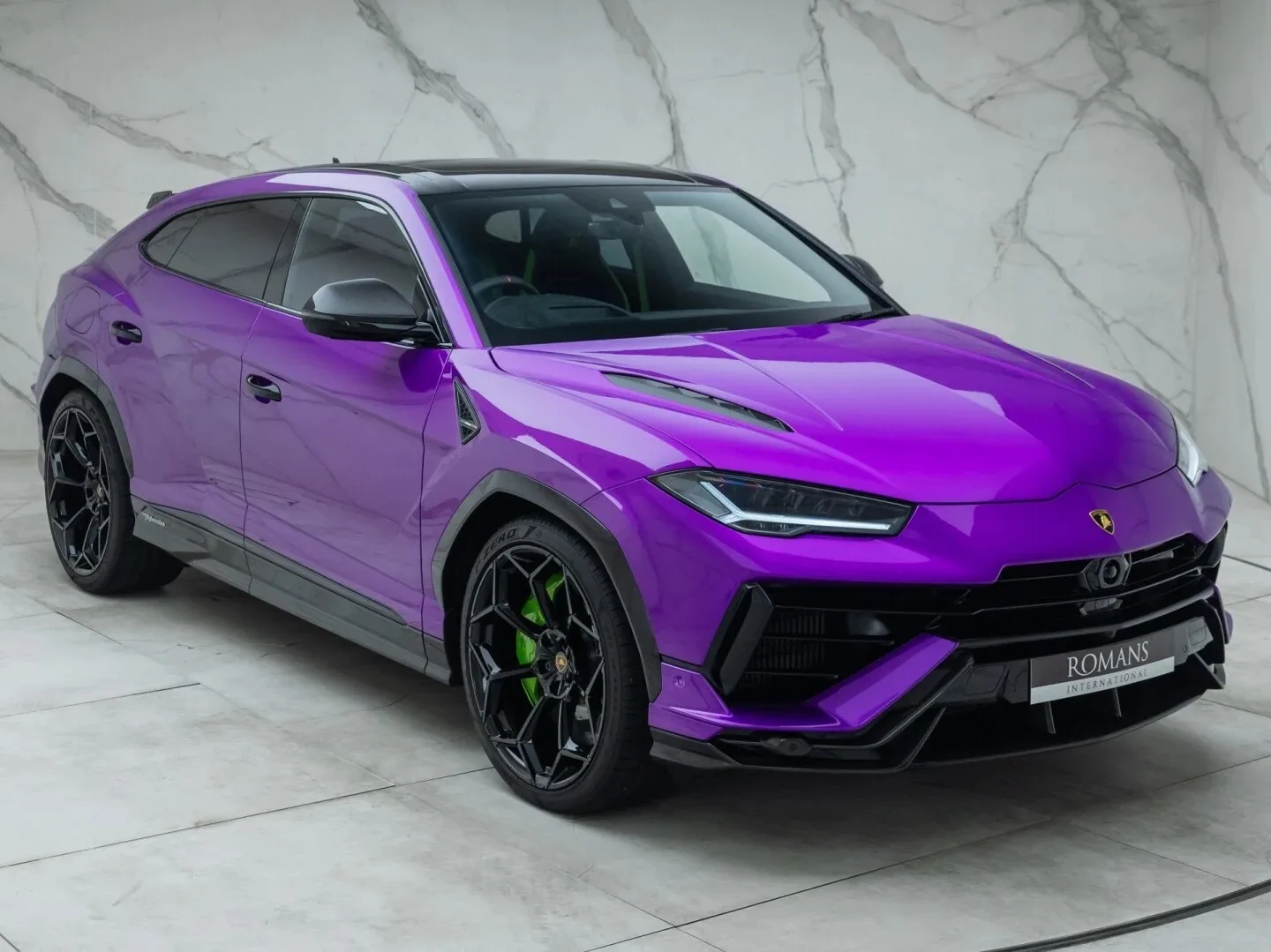 2024 Lamborghini Urus Performante for sale, front three-quarter view, Viola Pasifae
