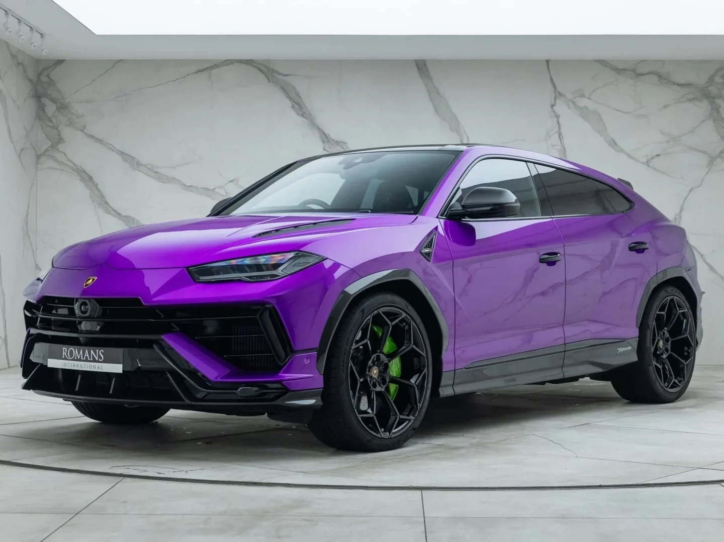 2024 Lamborghini Urus Performante for sale, front three-quarter view, Viola Pasifae