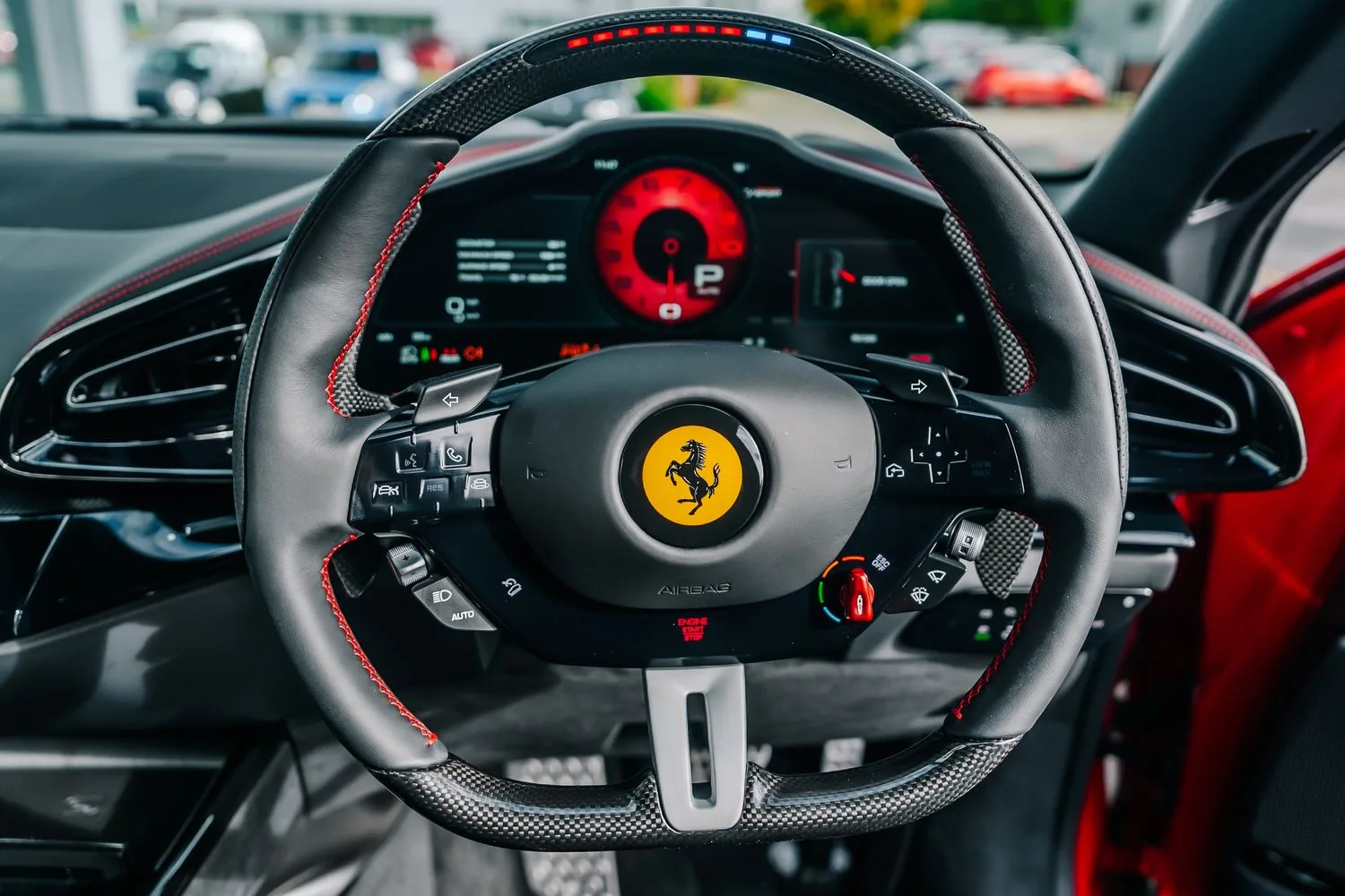 2024 Ferrari Purosangue interior, steering wheel, Nero Hide and Alcantara
