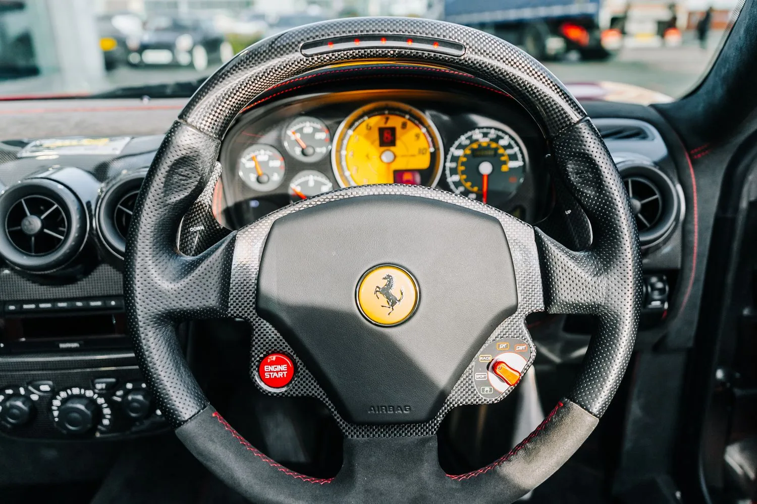 2009 Ferrari F430 16M Scuderia Spider interior, steering wheel, Nero Alcantara