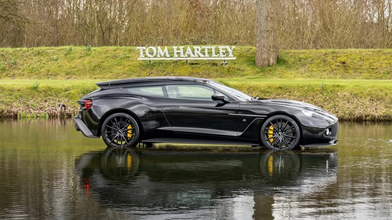 2019 Aston Martin Vanquish Zagato Shooting Brake, side profile, Black