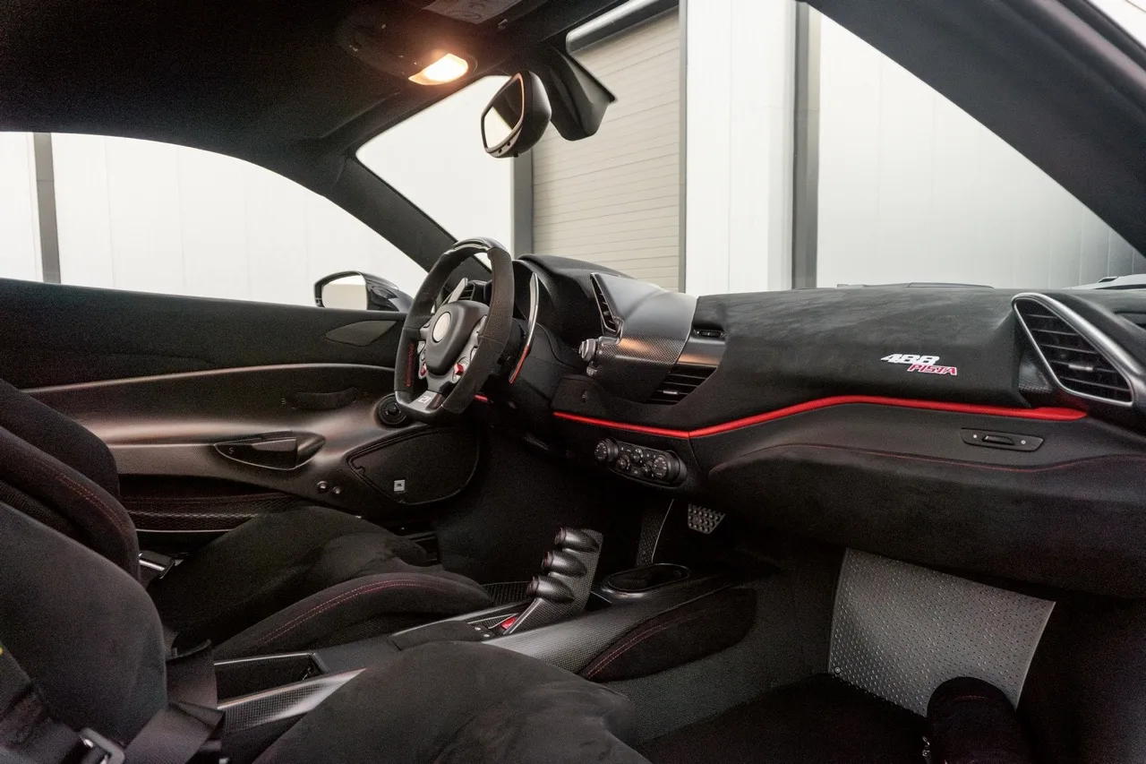 2019 Ferrari 488 Pista Piloti interior, dashboard, Alcantara Nera